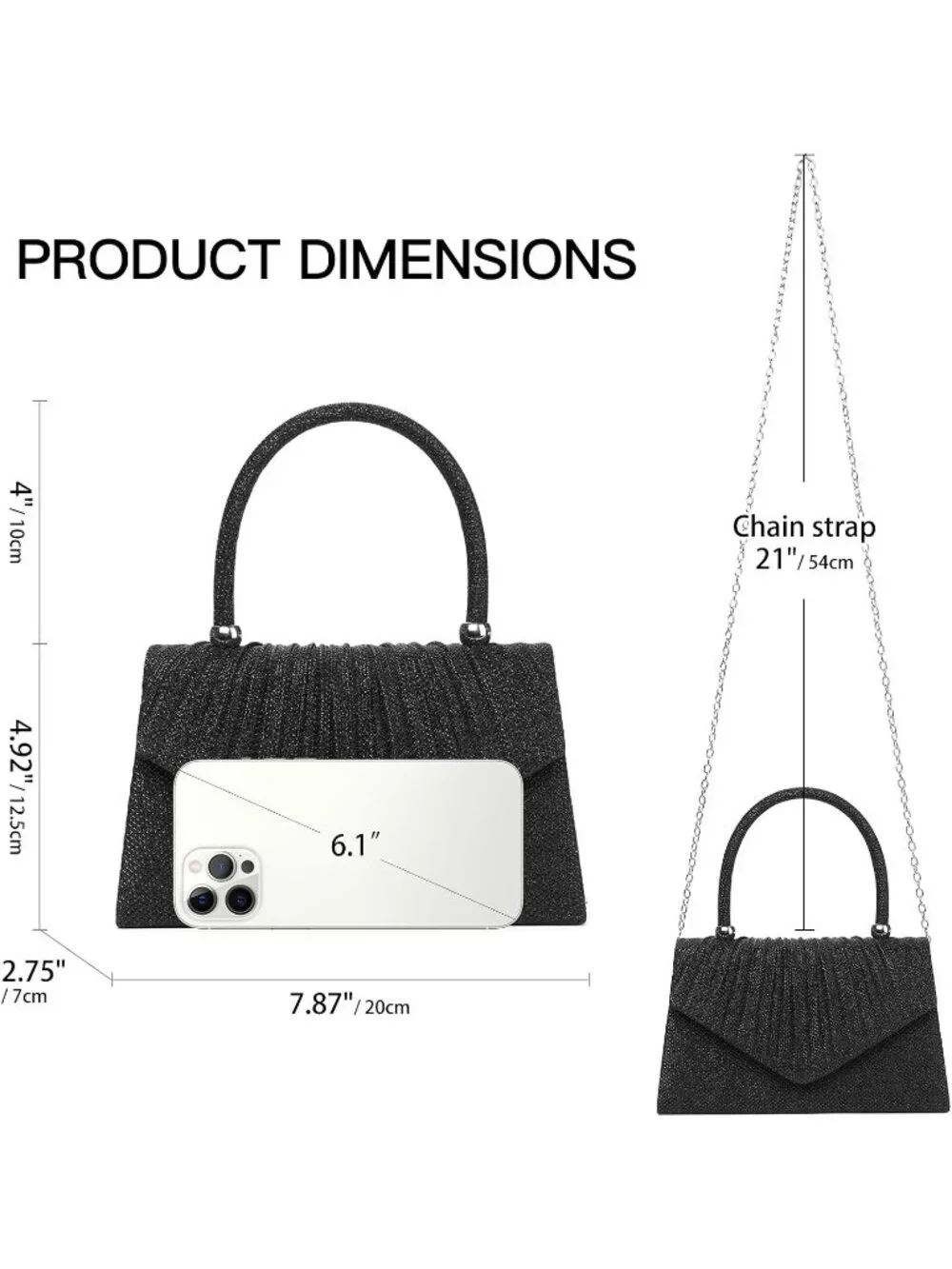 👜Women's Black Rhinestone Clutch Purse Crystal Diamond Glitter Sparkly Handbag